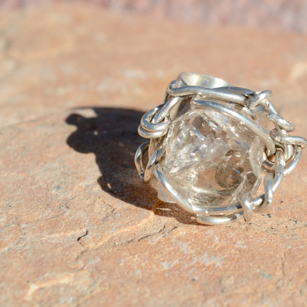 Herkimer Diamond Sterling Silver Ring Size Various Custom Statement 925 Cocktail - Picture 7 of 7